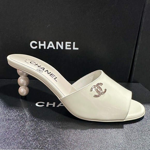 CHANEL | Shoes | Chanel Mules Heel Sandals White Nwb | Poshmark